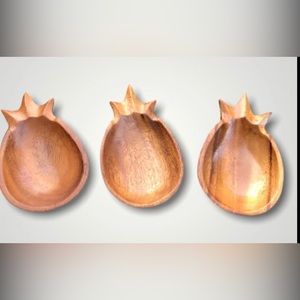Vintage Monkey Pod Set of 3 Wooden Pineapple Bowls Made in the Philippines